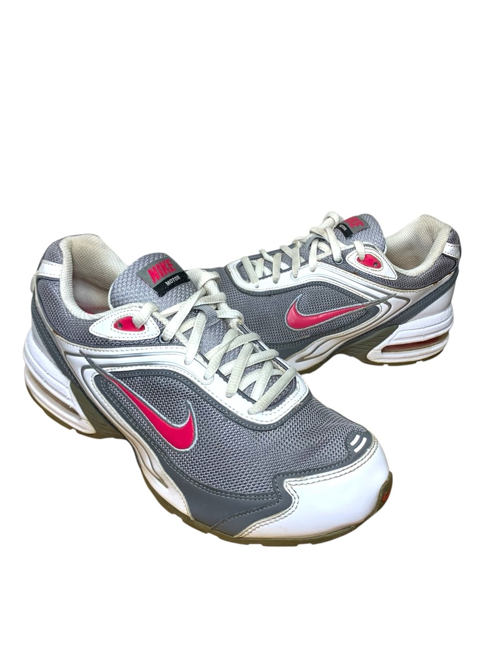 Retro Nike Air Max Motor Running Shoes Gray White Patent Low Sneakers Sz 7 Y2K